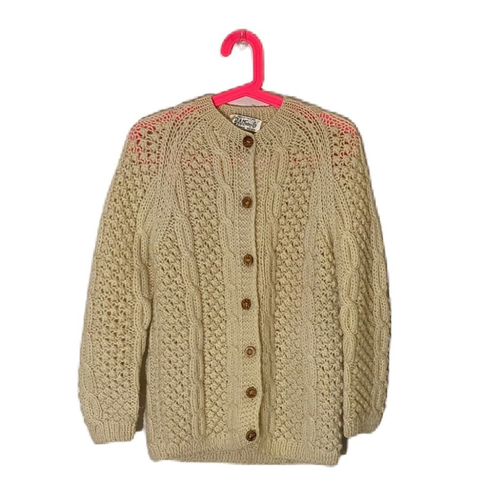 100%wool Hand Knit made in Italy Unisex medium cream color sweater